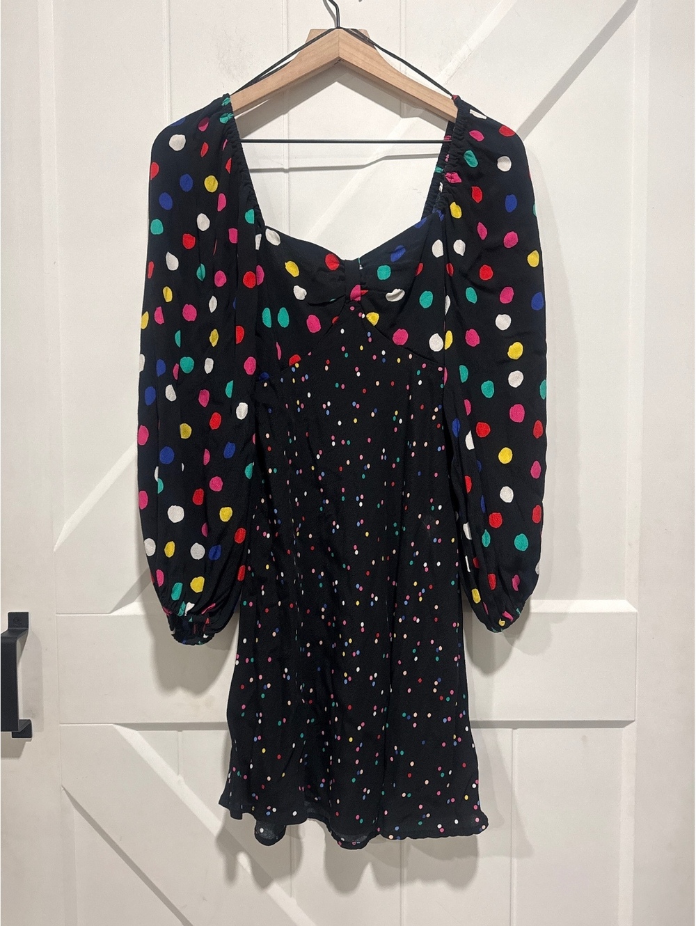 RIXO x Target Black Polka Dot Rayon Dress with Puff Sleeves, Size 2